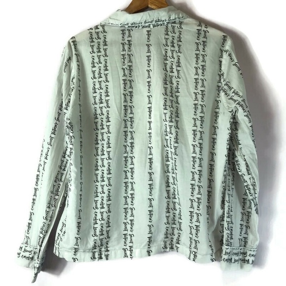 Victorias Secret Script Pajama Button Shirt M - Picture 2 of 8
